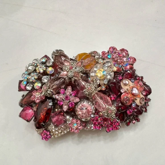 Vintage Vibrant Pink and Silver Rhinestone Bling Belt Buckle - Picture 2 of 8